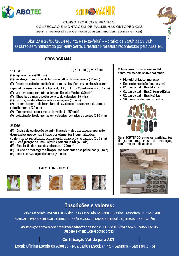 CURSO TEÓRICO EM CONFECÇÃO E MONTAGEM DE PALMILHA ORTOPÉDICA,E PRÁTICO (sem a necessidade de riscar, cortar, moldar, aparar e lixar) 