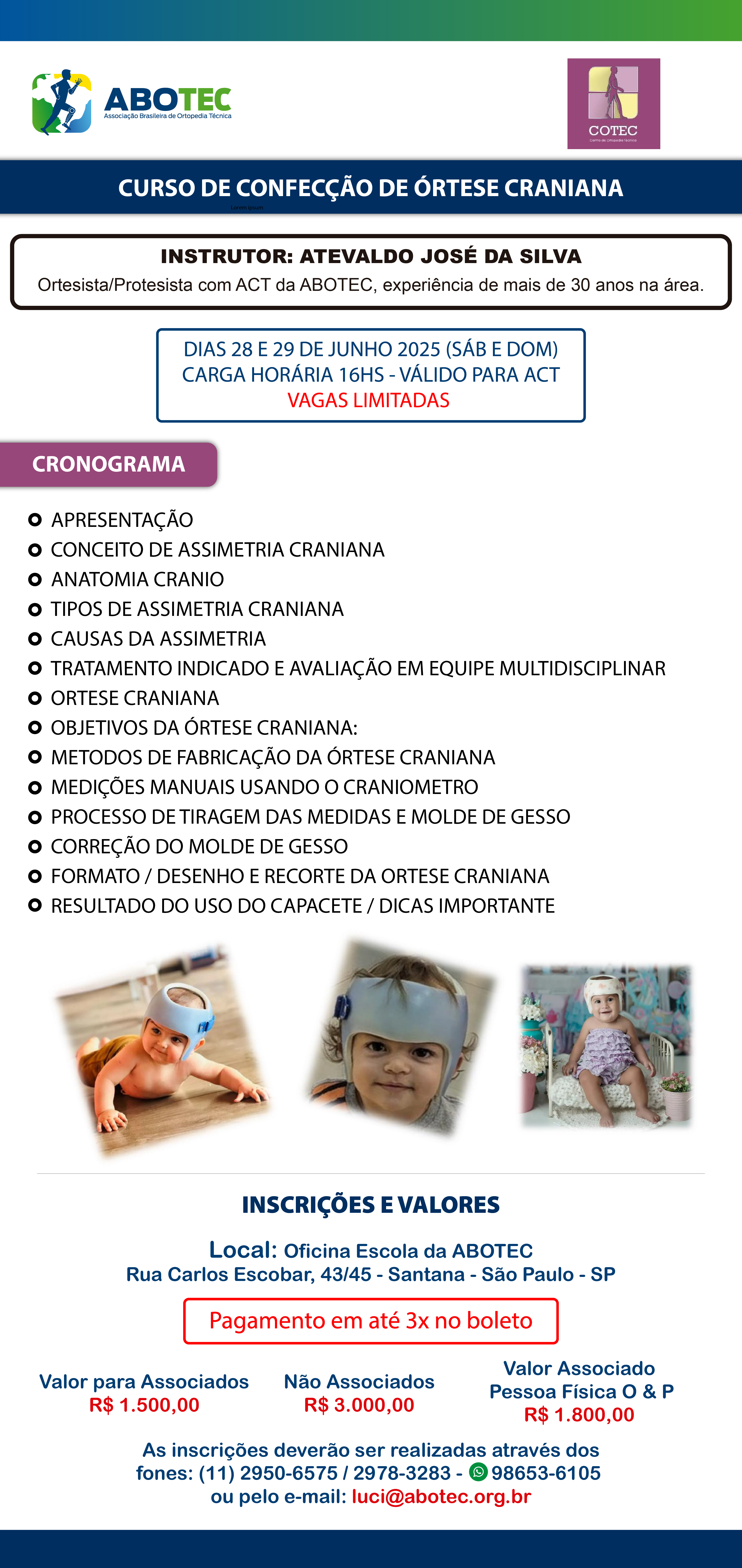 CURSO CONFECÇÃO DE ORTESE CRANIANA 2025