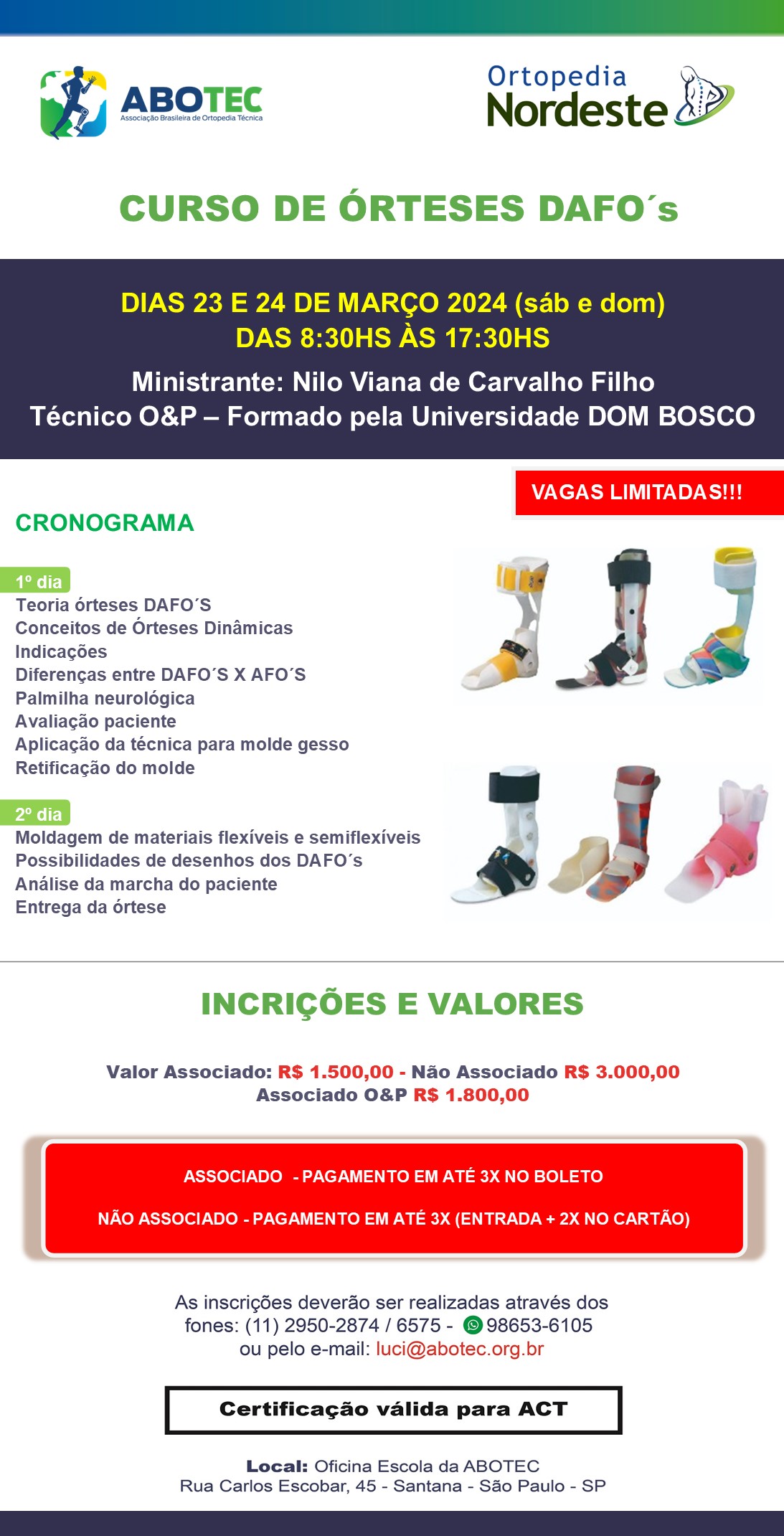 CURSO DE ÓRTESES DAFO´s